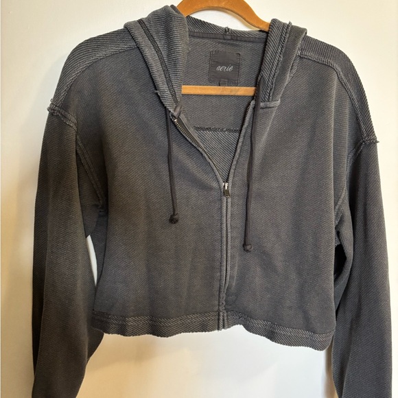 aerie Tops - Aerie Charcoal Zip-Up Hoodie